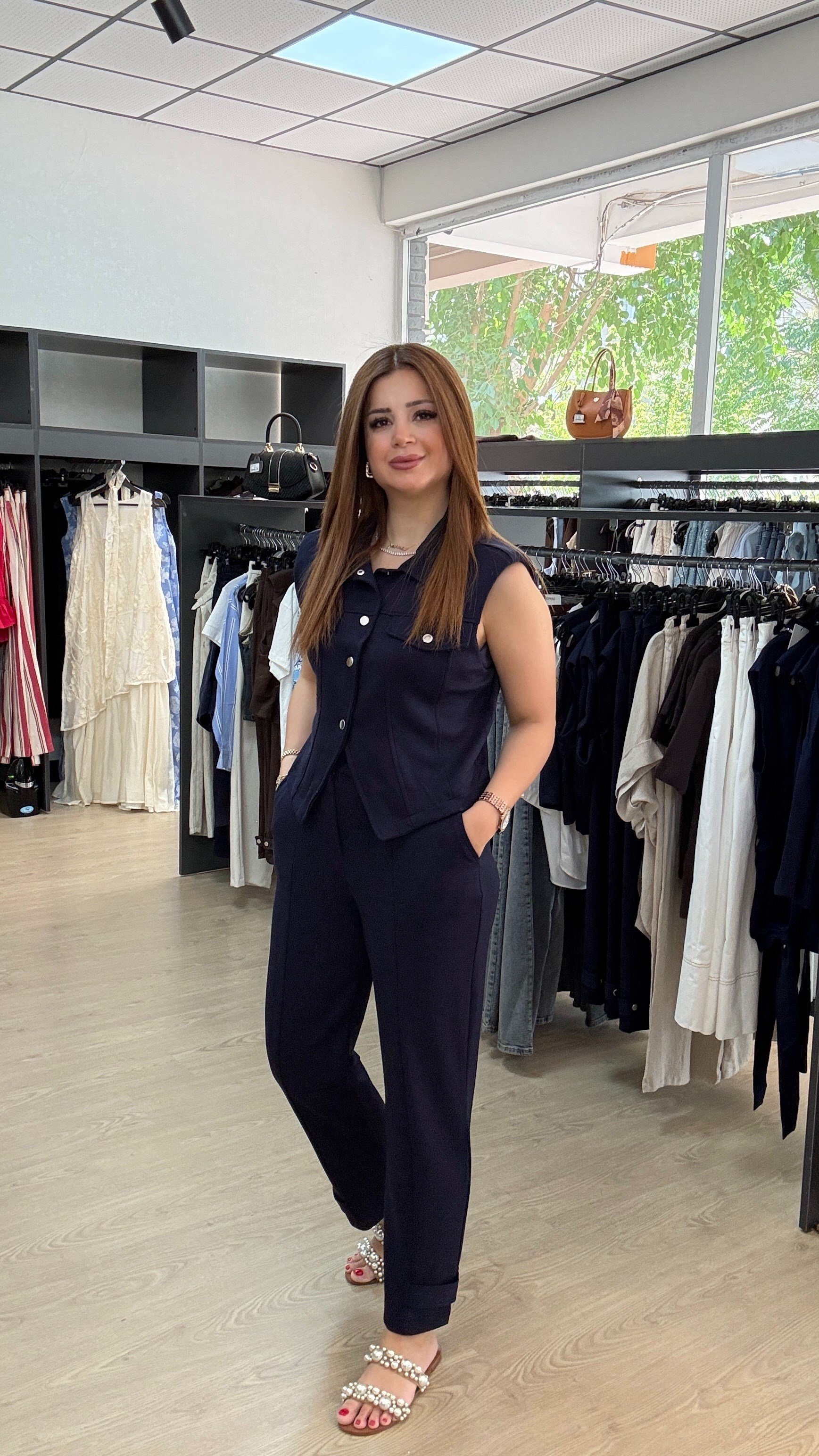 Modal Kumaş Yelekli Lacivert Takım