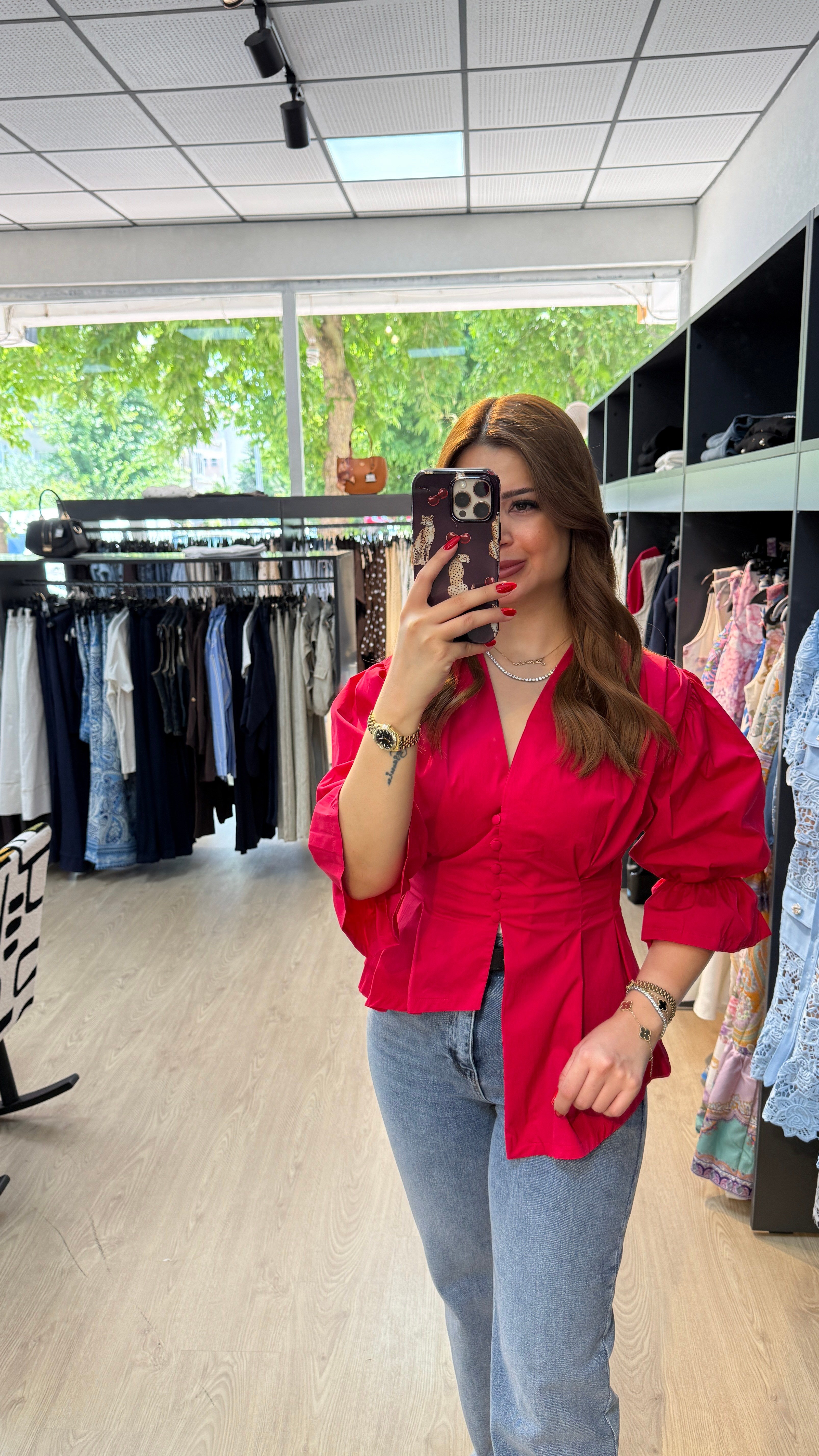 Önü Düğmeli Ges Kol Gömlek