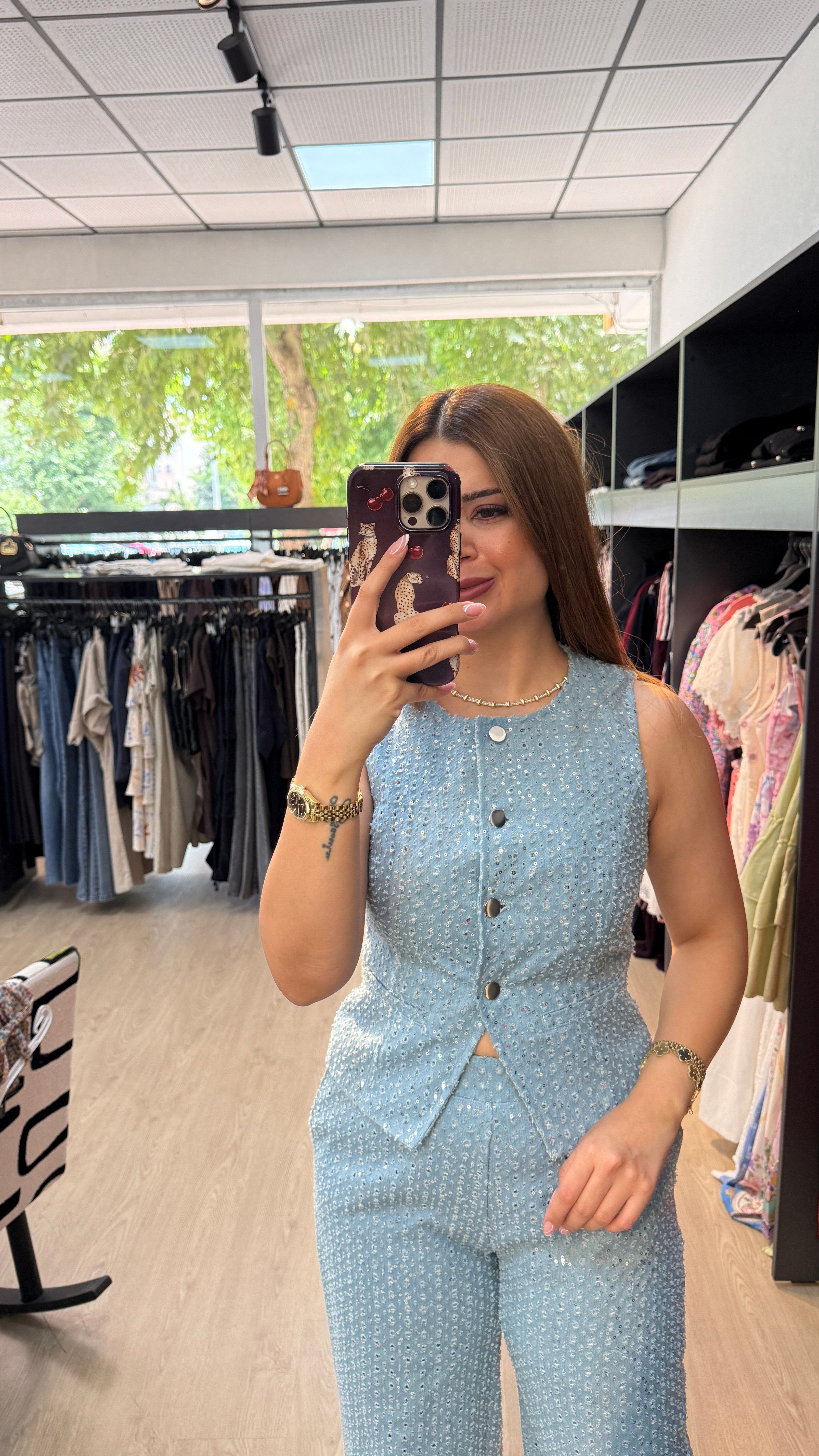 Taşlı Pantolon Yelek Takım