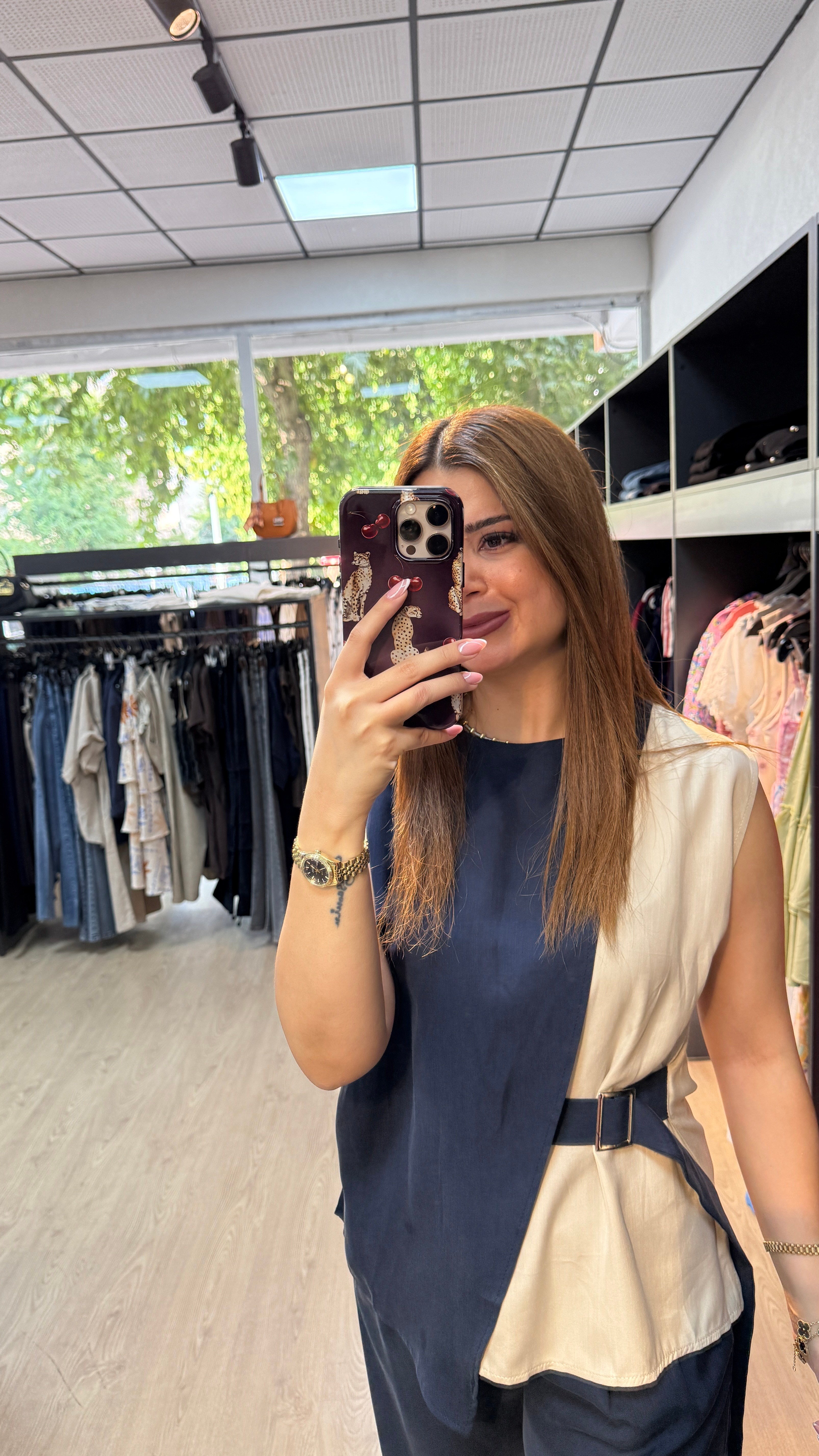 Tensel Kumaş İki Renkli Takım Lacivert