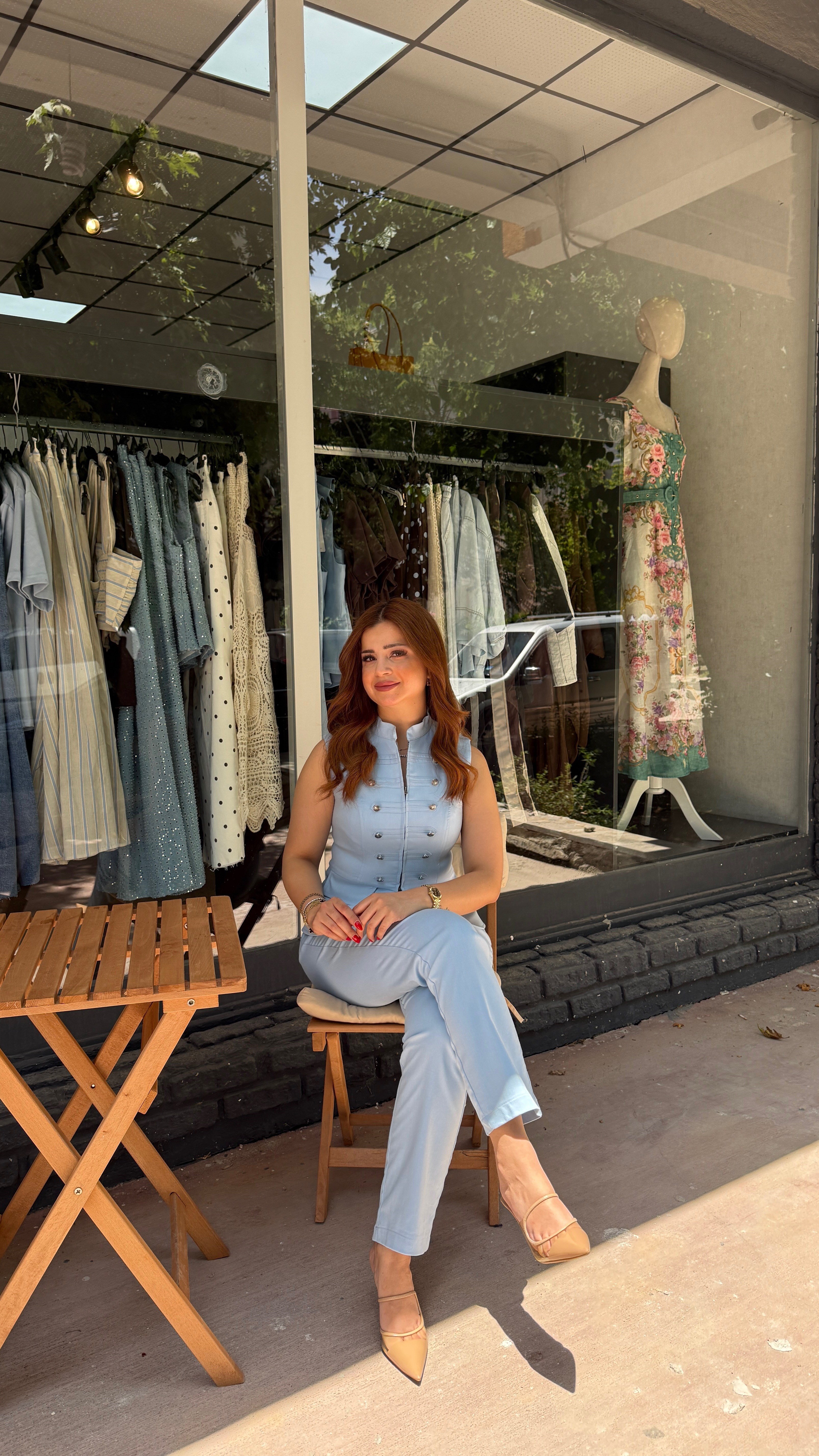Toka Detaylı Bebe Mavisi Takım