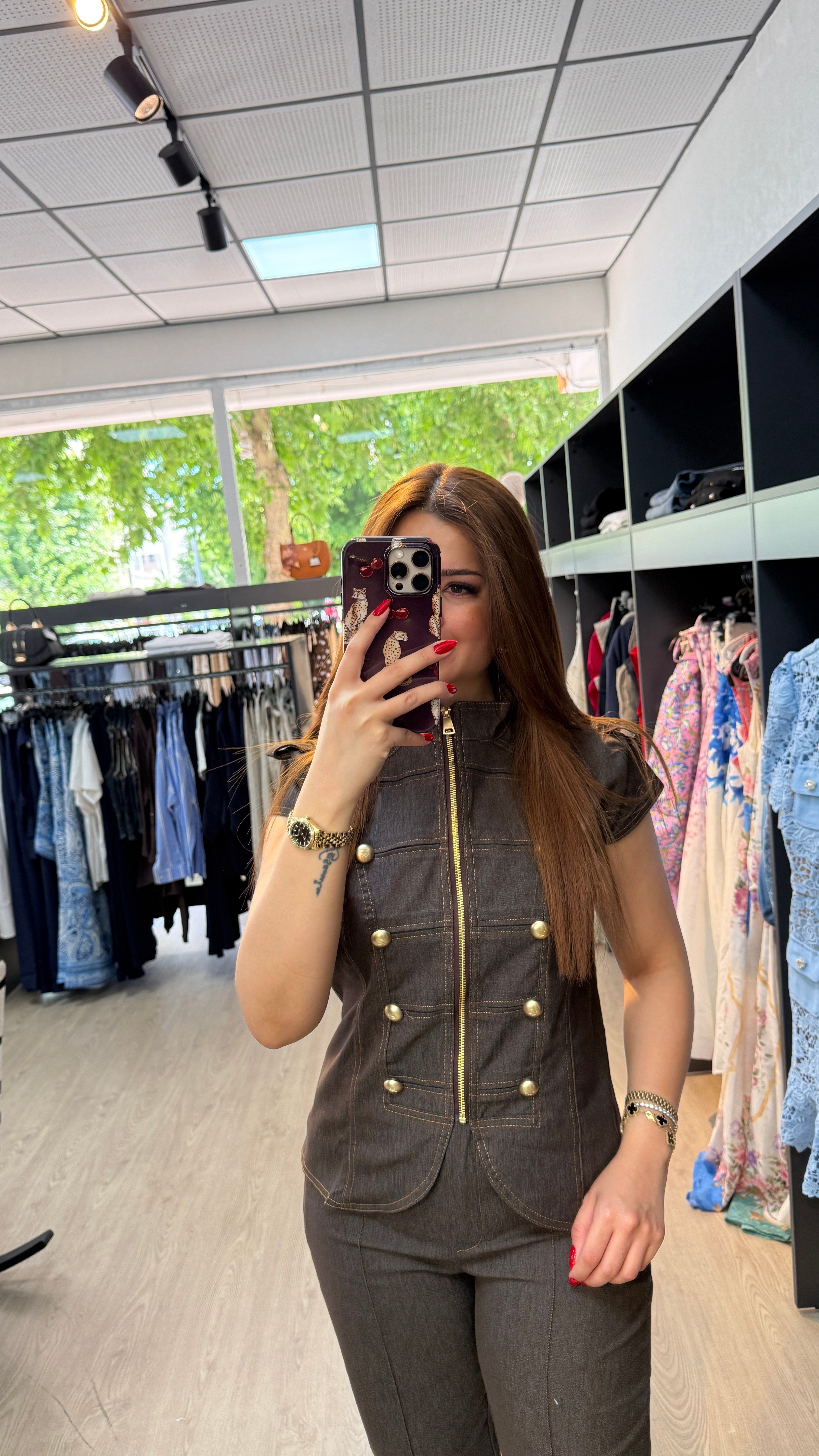 Top Düğmeli Yelekli Takım