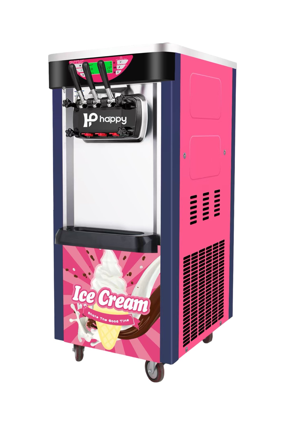 Happy icecream Üç Kollu Soft Dondurma Makinesı 12 lt HPY-0018C Tekerlekli 2+1