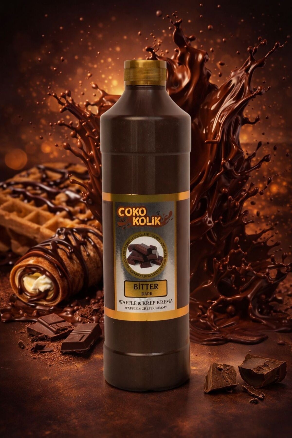 Waffle-Krep-Dondurma Sosu Bitter 1 Kg x 8'li