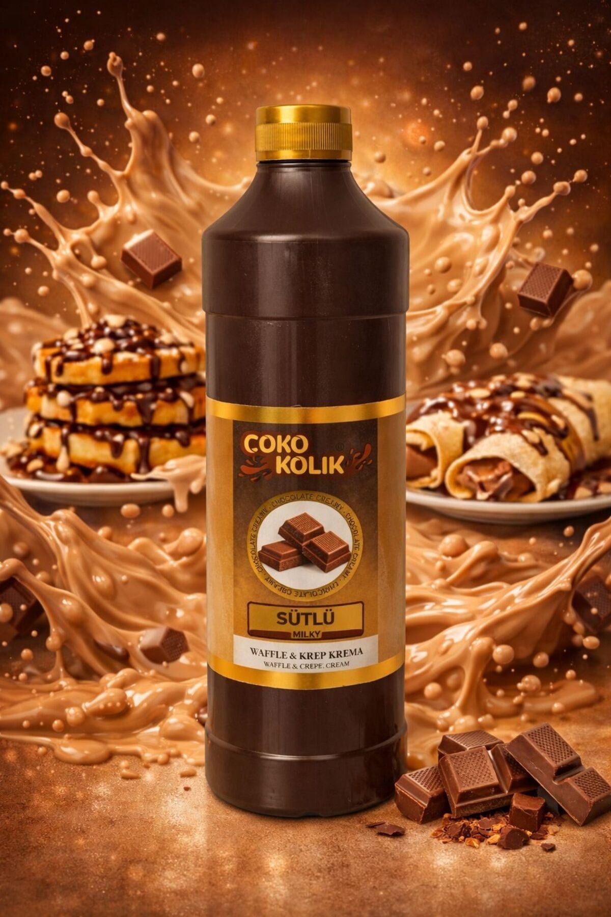 Waffle-Krep-Dondurma Sosu Sütlü 1 Kg x 8'li