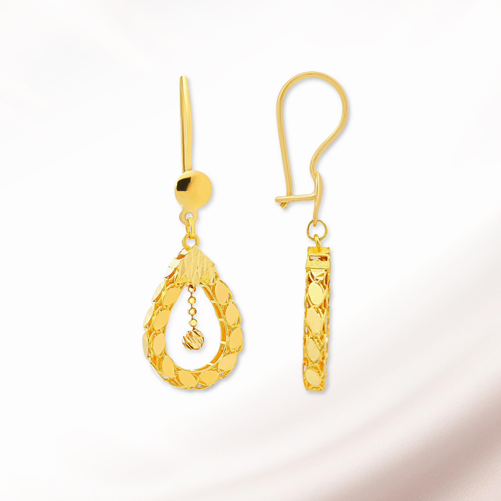 Pullu Model Küpe Mengeç Kilit 22K - KP042