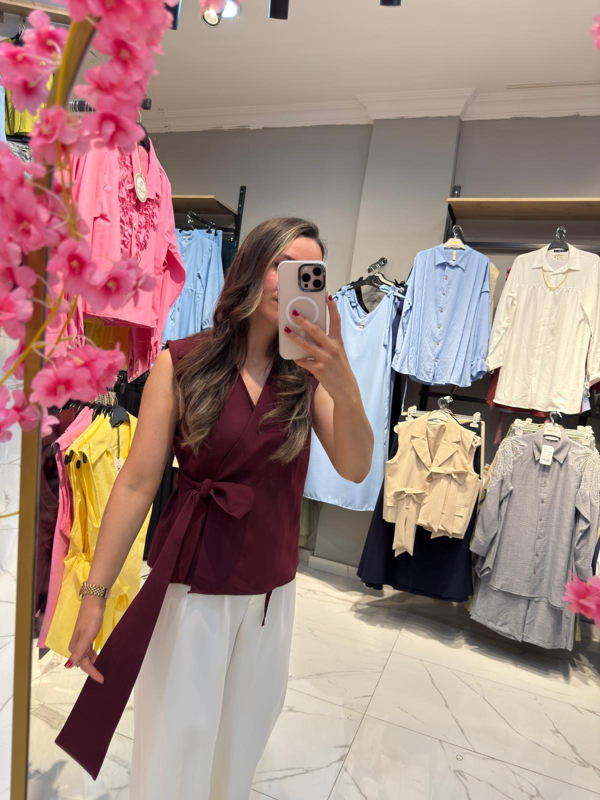 BAĞLAMALI GÖMLEK BORDO