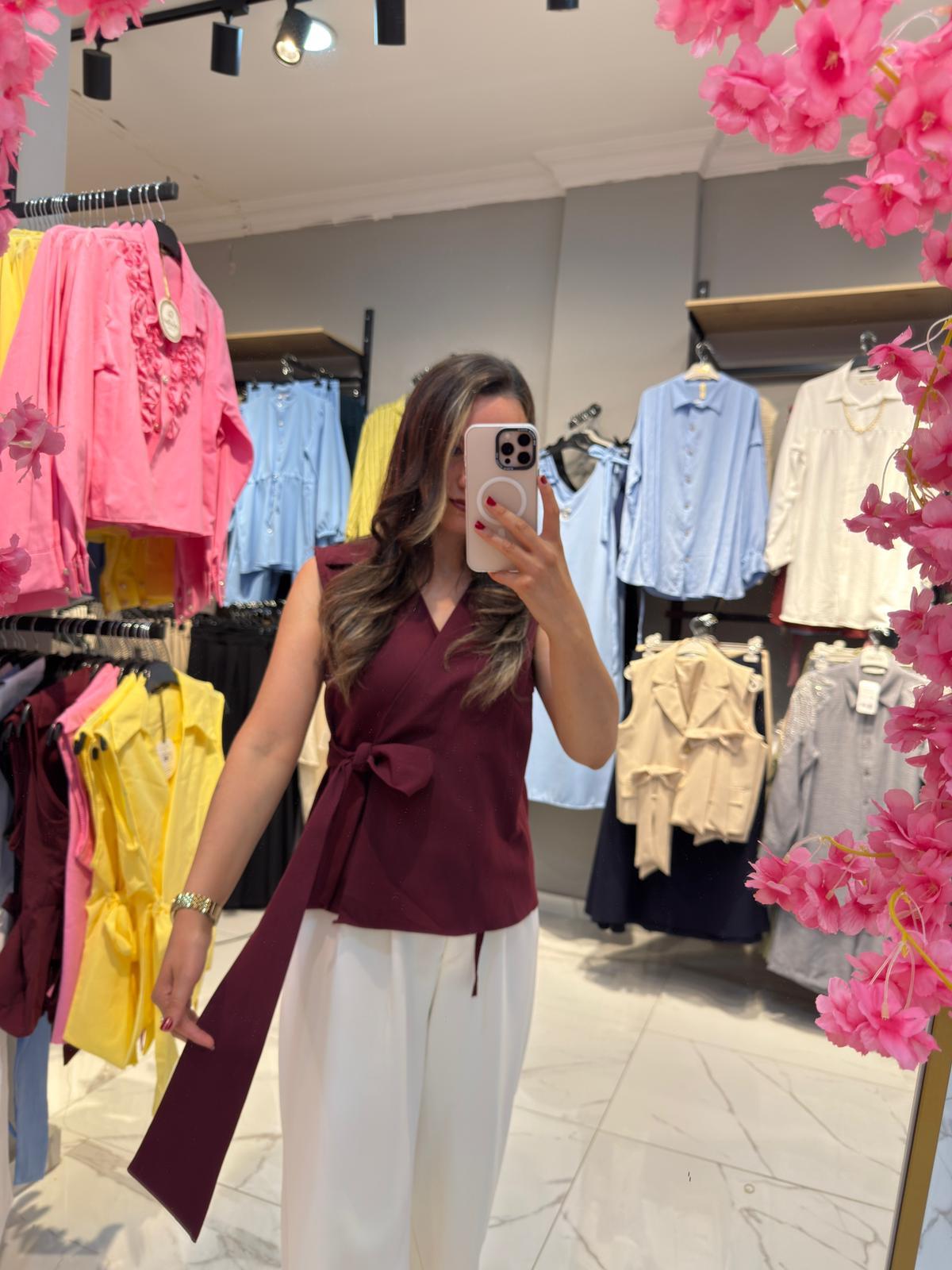 BAĞLAMALI GÖMLEK BORDO