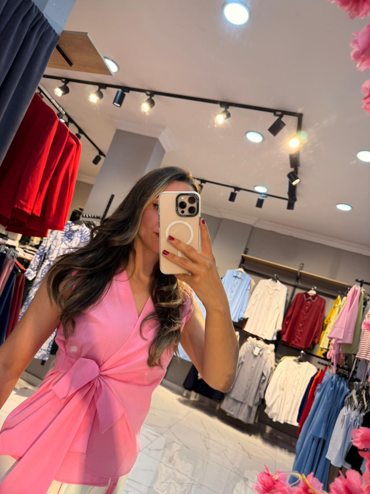BAĞLAMALI GÖMLEK PEMBE