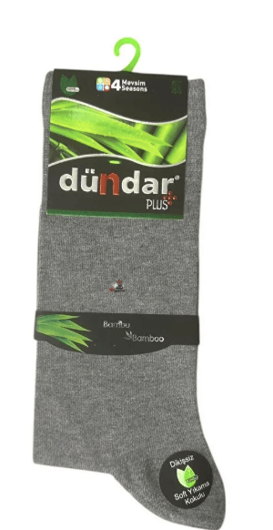 DÜNDAR BAMBU ERKEK ÇORABI DİKİŞSİZ UZUN GRİ