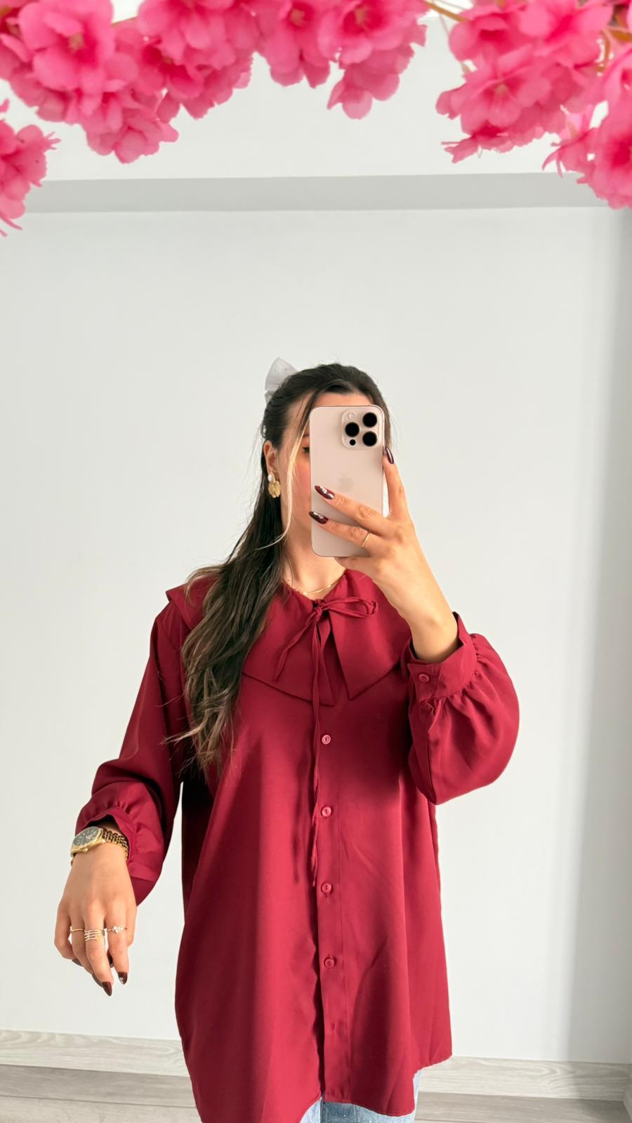 FİL YAKA GÖMLEK BORDO