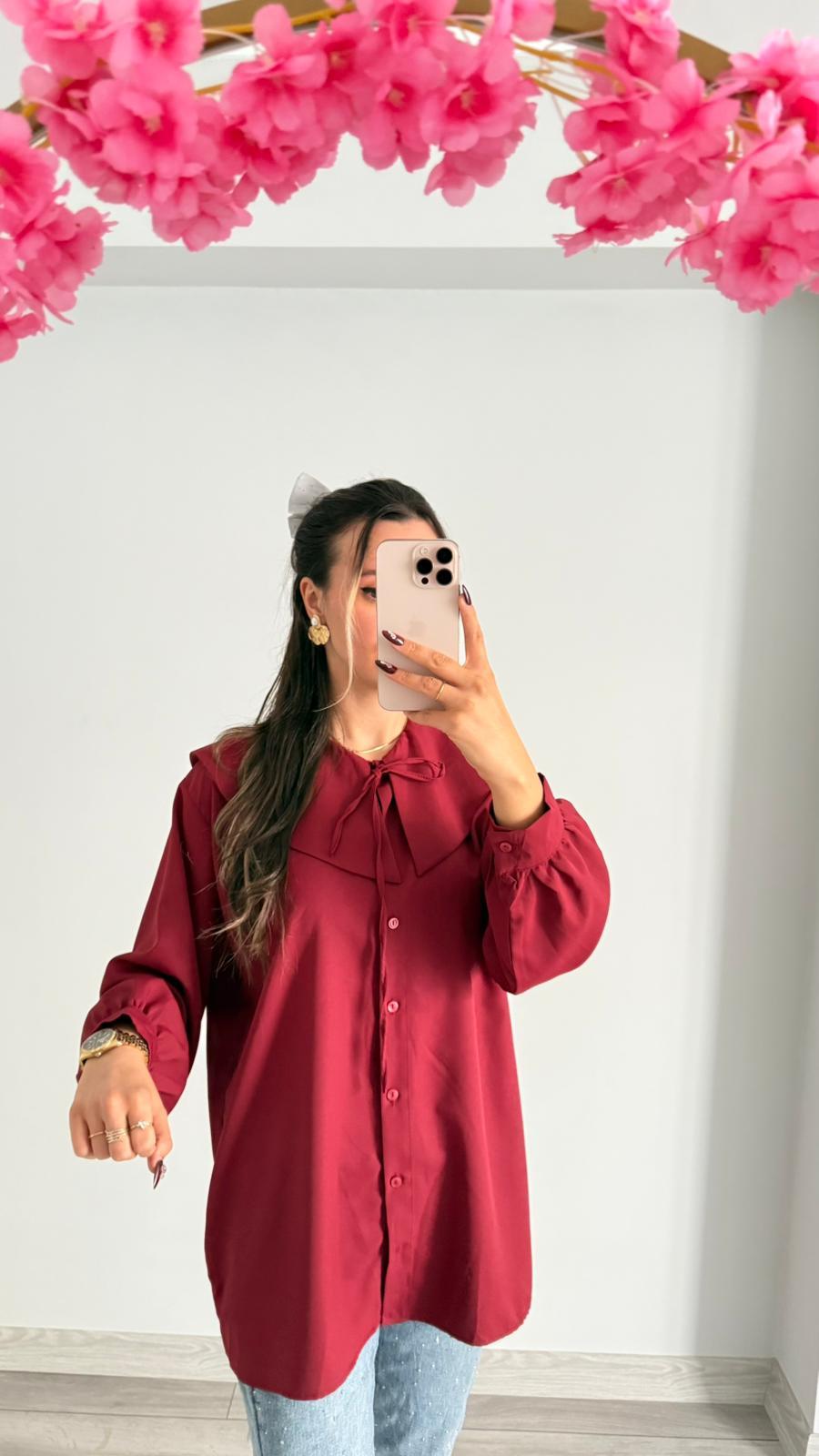 FİL YAKA GÖMLEK BORDO
