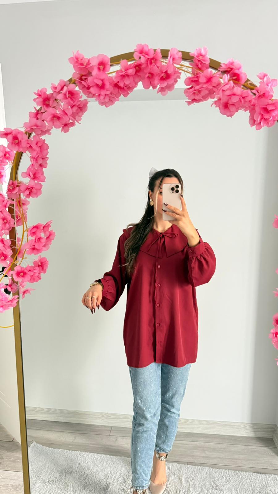 FİL YAKA GÖMLEK BORDO