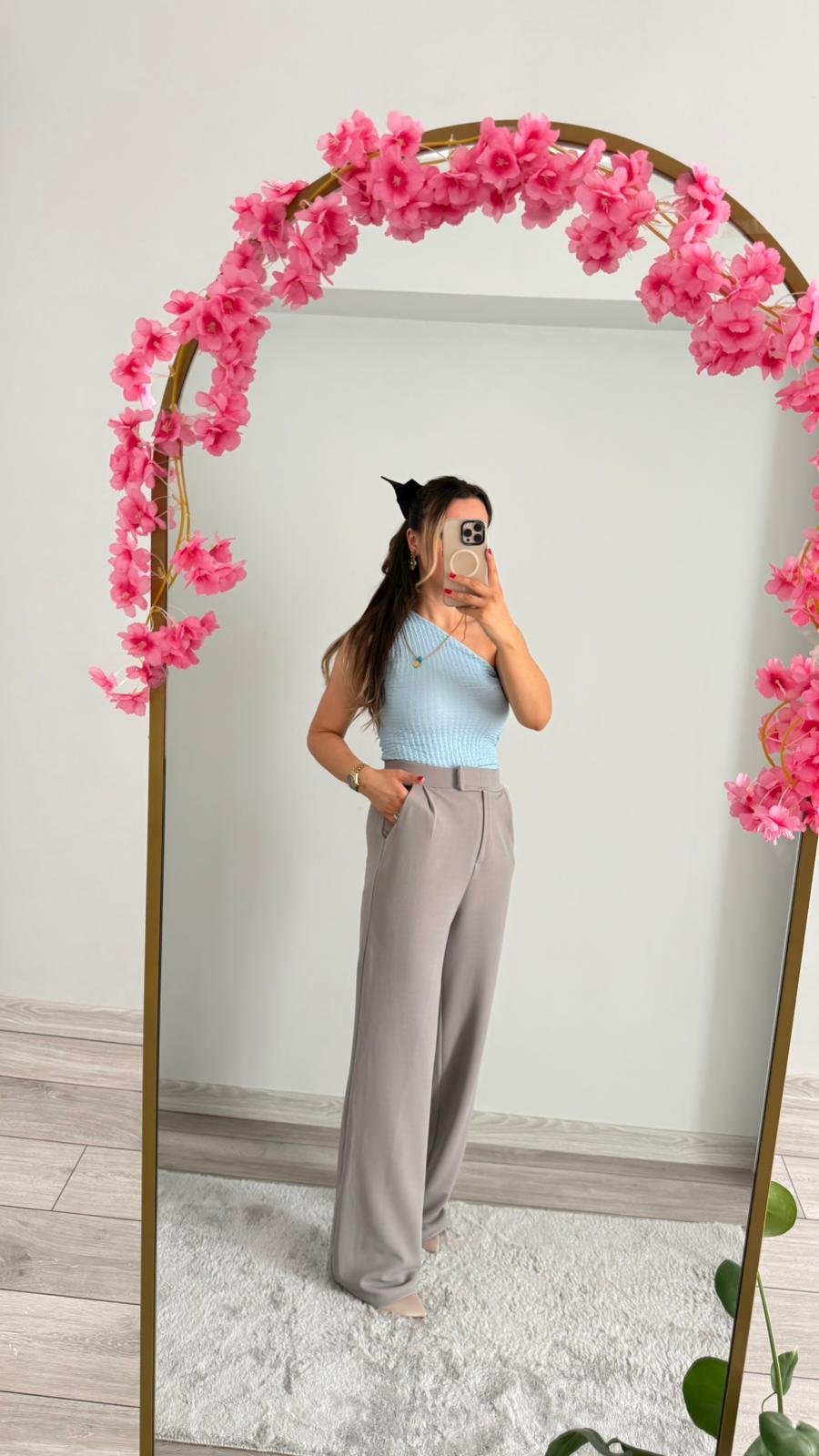 LİKRALI PALAZO PANTOLON GRİ