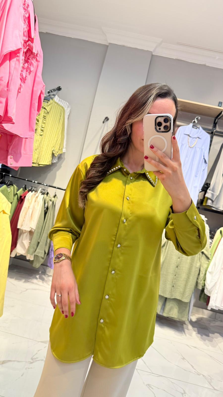 SATEN GÖMLEK YAĞ YEŞİLİ