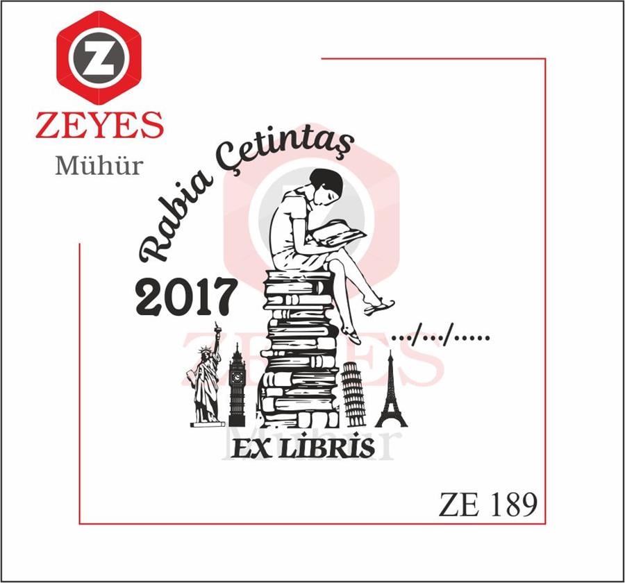  Kitap Okuyan Kiz - ExLibris Kitap Mührü ZE 189