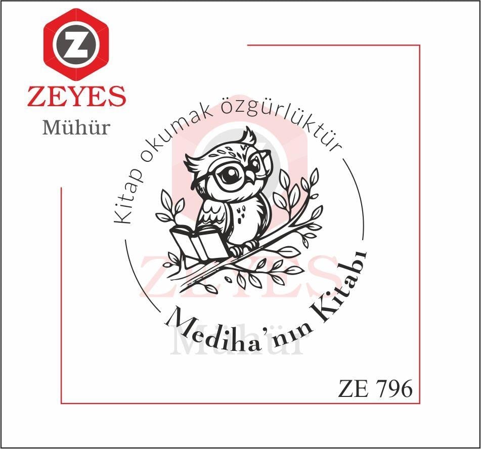 Ağaçta Kitap Okuyan Baykus Mührü ZE 796