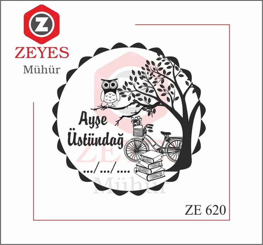 Agaçtaki Baykus ve Bisiklet Kitap Mührü   ZE 620