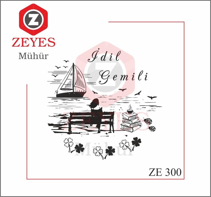 Bankta Kitap Okuyan Kiz Yonca Deniz ve Ugur Böcegi Kitap Mührü ZE 300