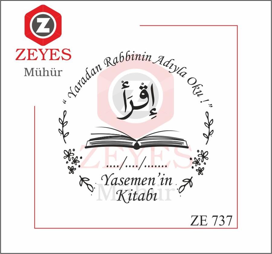 Çiçek Çerçeveli Ikra Kitap Mührü   ZE  737