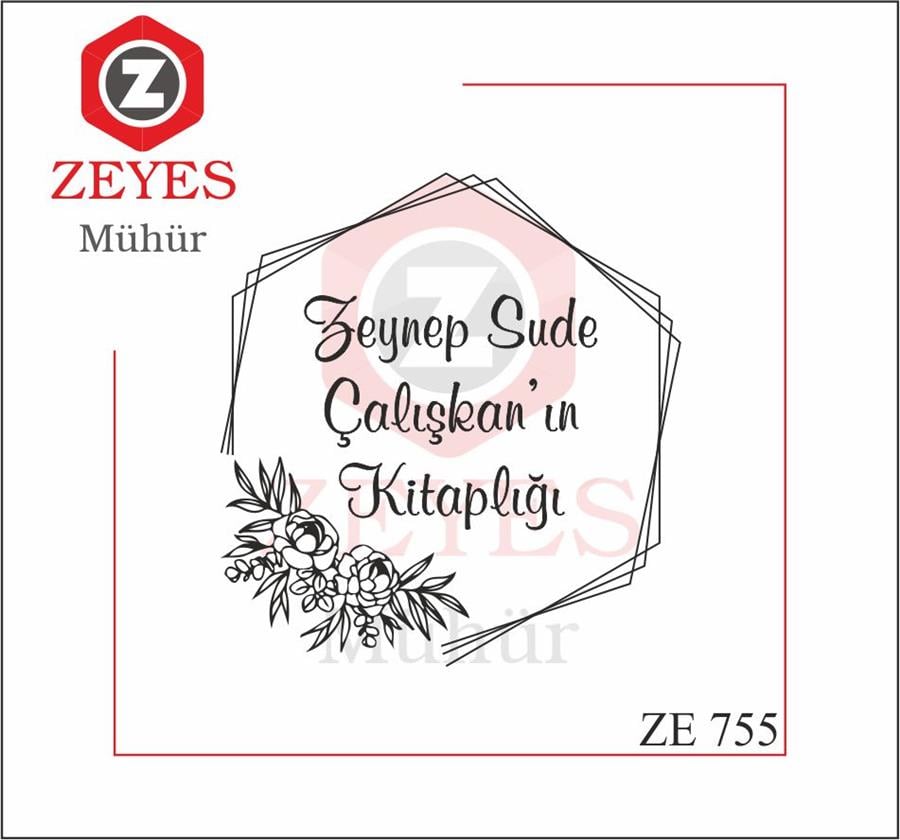 Çiçek Çerçeveli Kitap Mührü   ZE 755