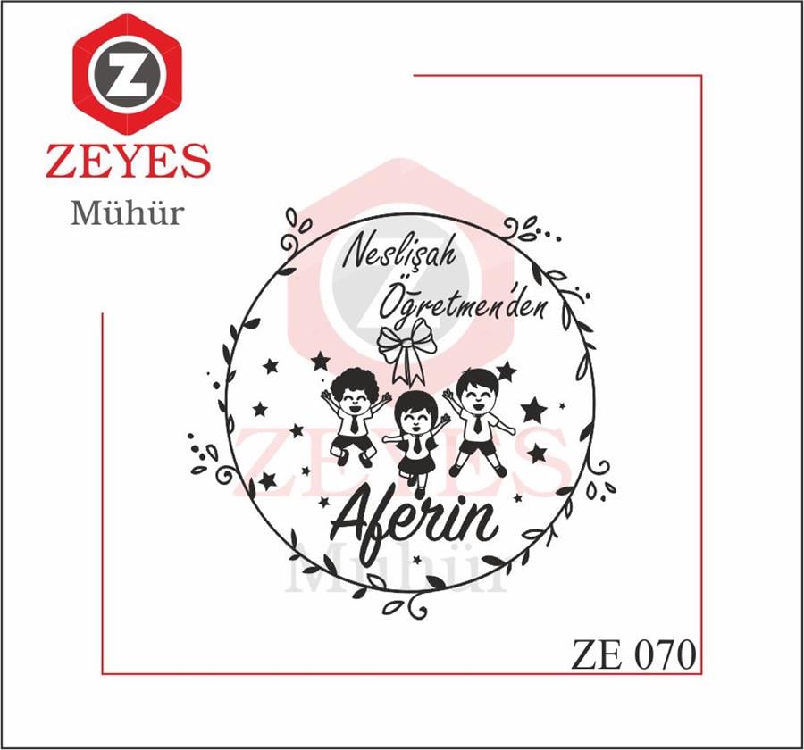 Çiçekli Çerçece ve Neseli Çocuklar - Aferin Ögretmen Mührü  ZE 070