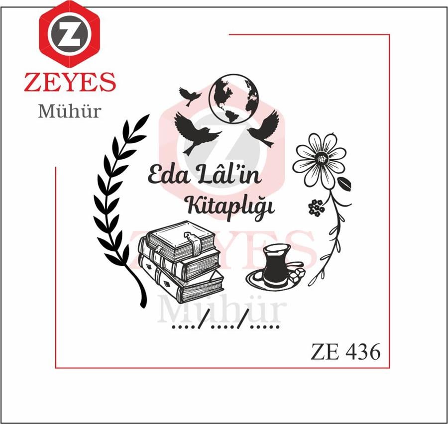 Çiçekli Çerçeve - Kuslar Çay ve Kitaplar Mührü   ZE 436