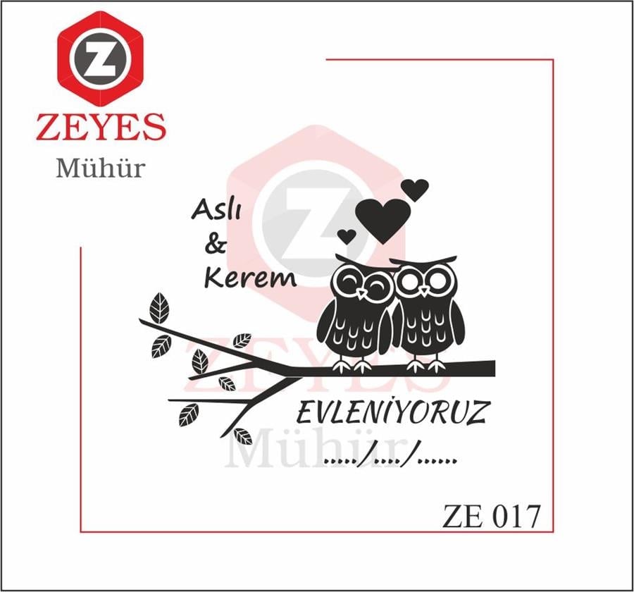 Çift Baykus Aski ve Agaç Mührü  ZE 017