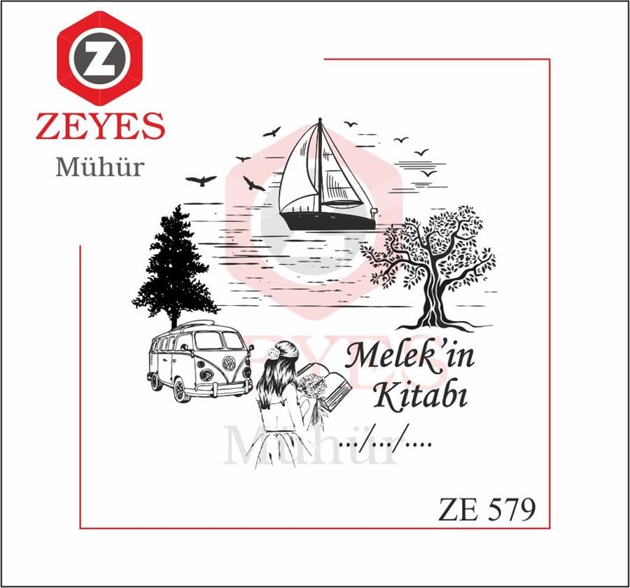 Dogada Kitap Okuyan Kadin Kitap Mührü   ZE 579