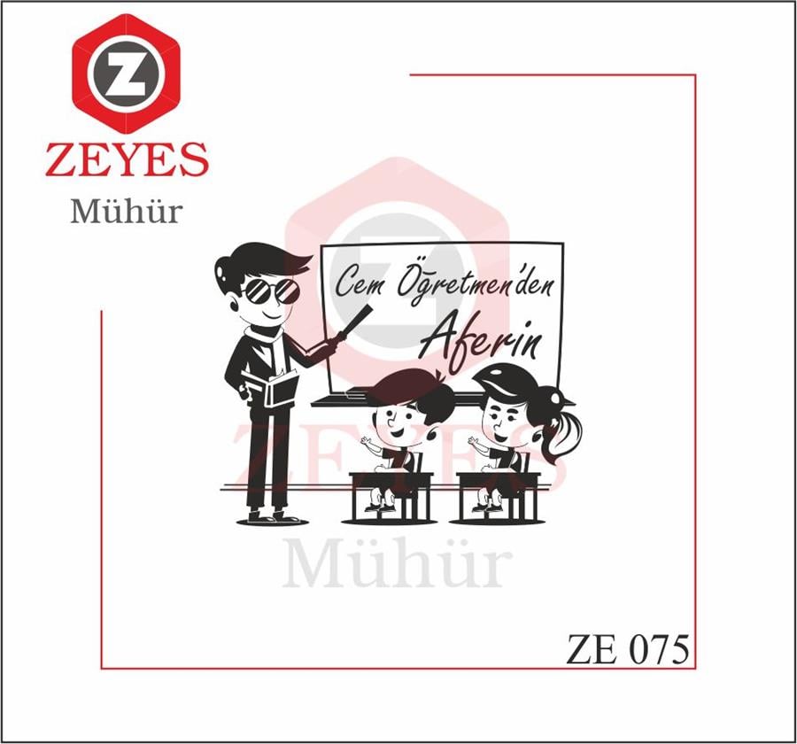Erkek Ögretmen ve Çocuklar Ögretmen Mührü  ZE 075