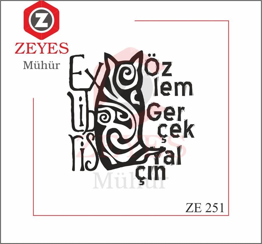 ExLibris Kedi Kitap Mührü ZE 251