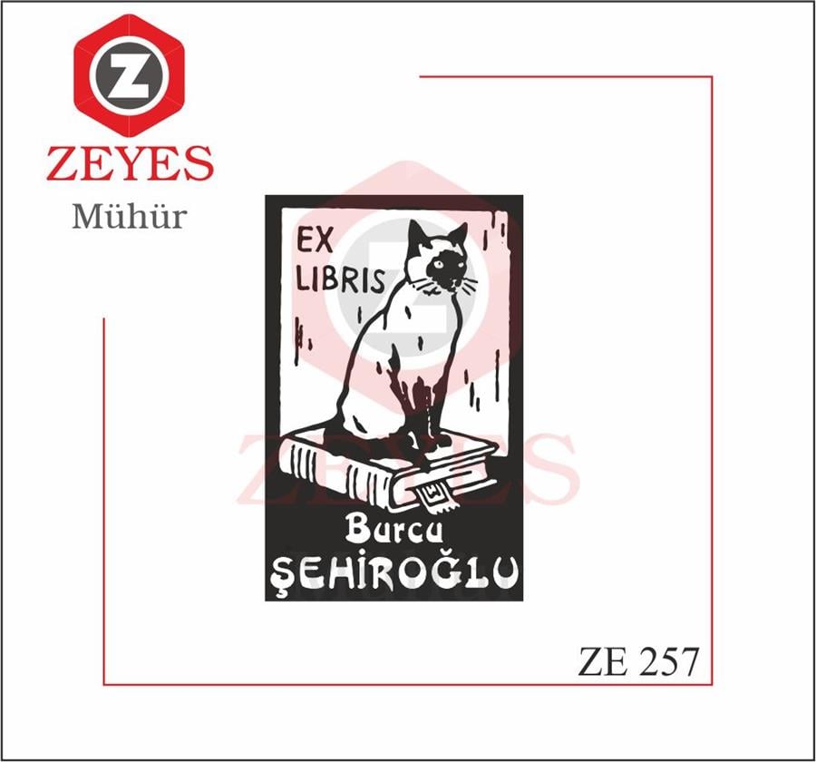 ExLibris Kedi Kitap Mührü ZE 257