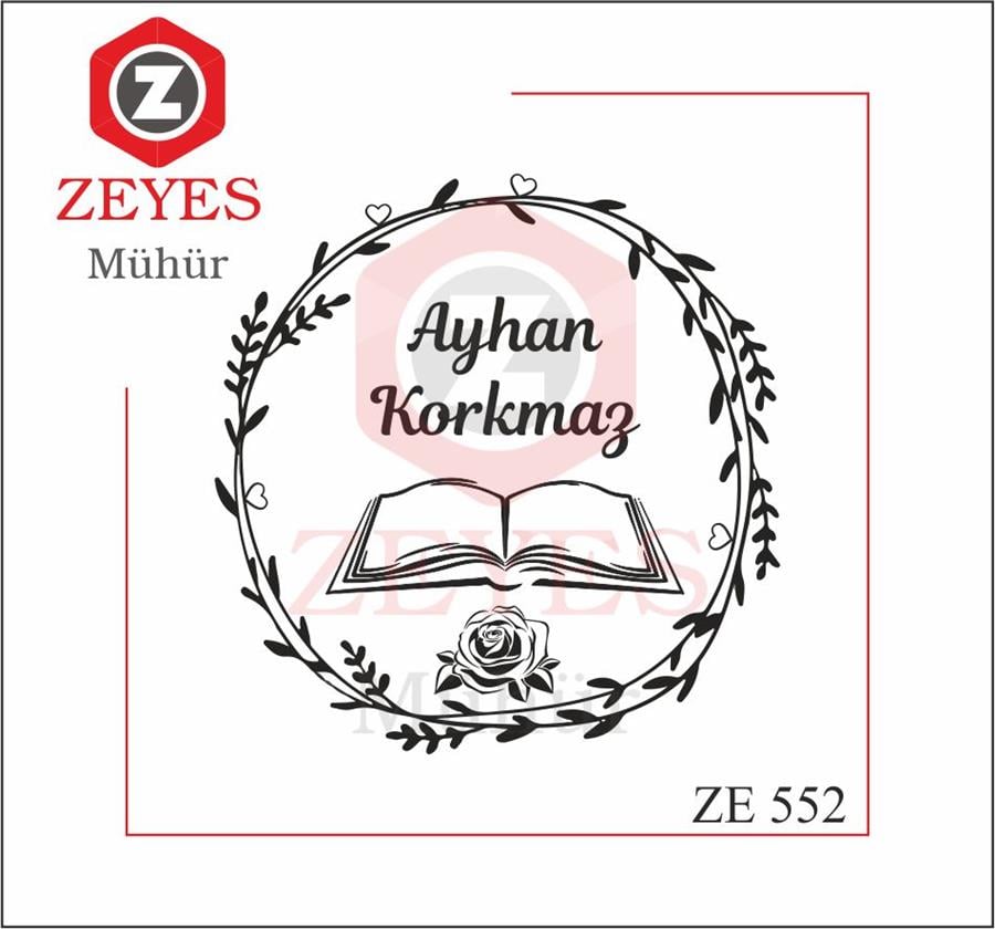 Gül ve Çiçek Çerçeveli  Kitap Mührü   ZE 552