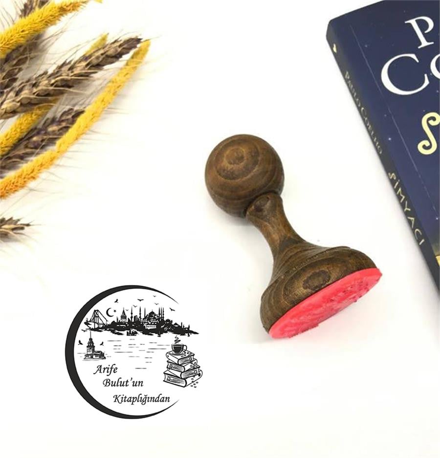Istanbul Silüeti Kahve ve  Kitap  Mührü   ZE 472