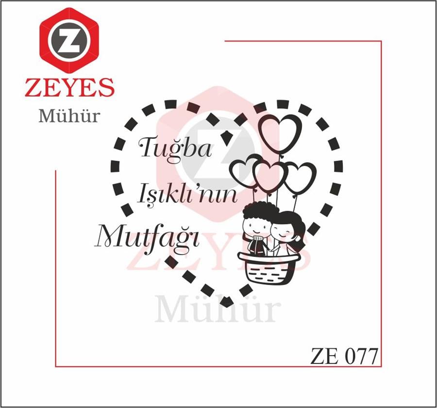 Kalpli Çerçeveli Uçan Balondaki Mutlu Çift Mührü ZE 077