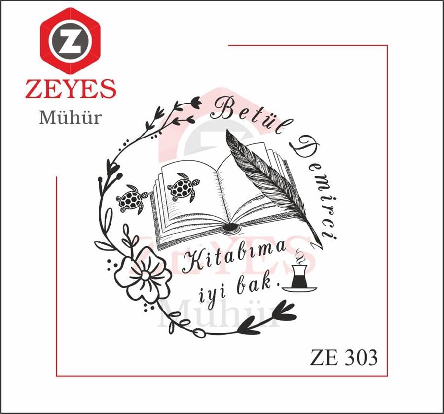 Kaplumbagalar Çiçek Kitap ve Çay Kitap Mührü  ZE 303