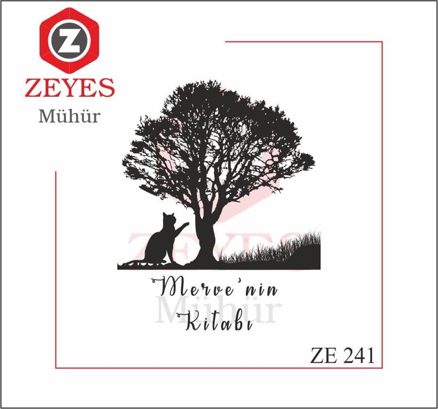 Kedi ve Agaç  Kitap Mührü ZE 241