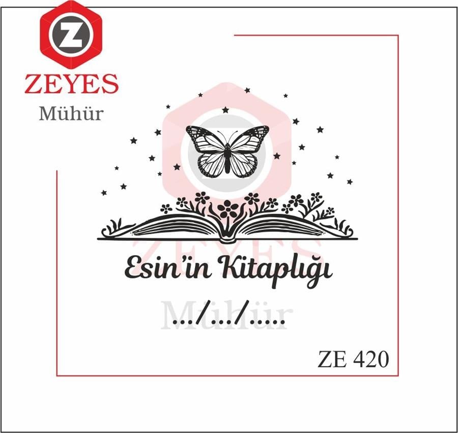 Kelebek ve Çiçekler Açmis Açik Kitap Mührü   ZE 420