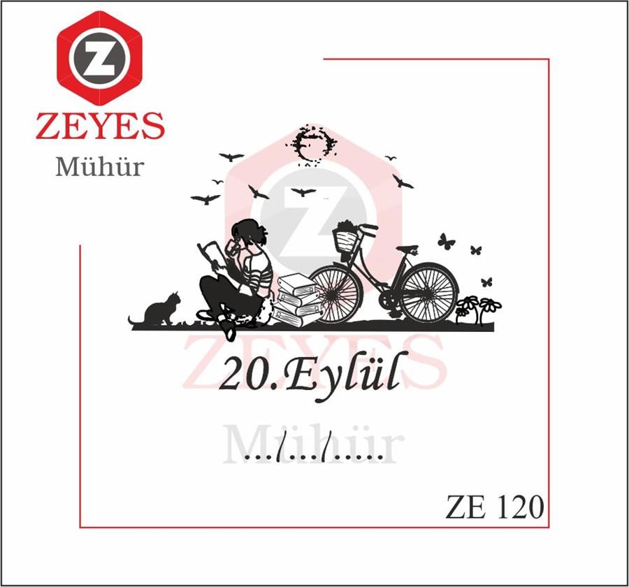Kitap Okuyan Bisikletli  Kiz Mührü  ZE 120