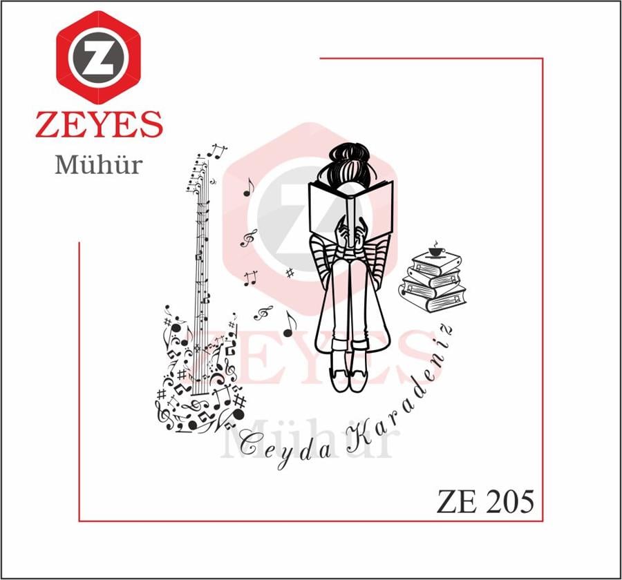 Kitap Okuyan Kiz Gitar Müzik Kitap Mührü  ZE 205