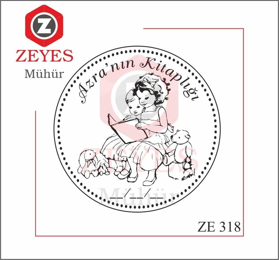 Kitap Okuyan Minik Kiz Kitap Mührü ZE 318