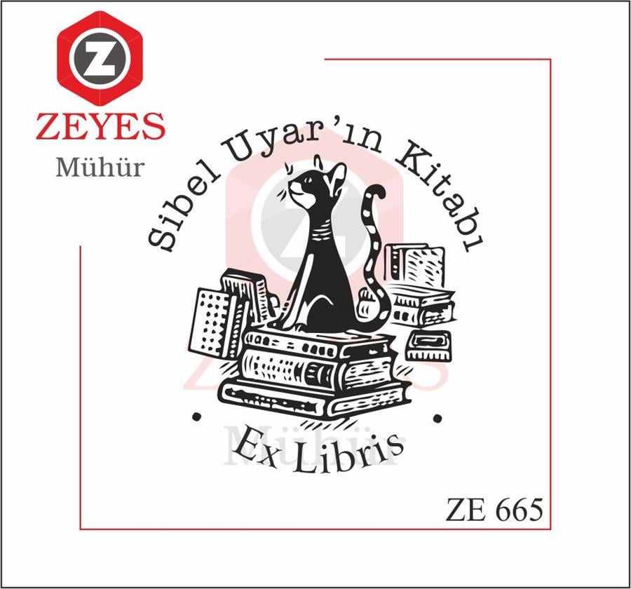 Kitaplar ve Kedi Kitap Mührü   ZE 665