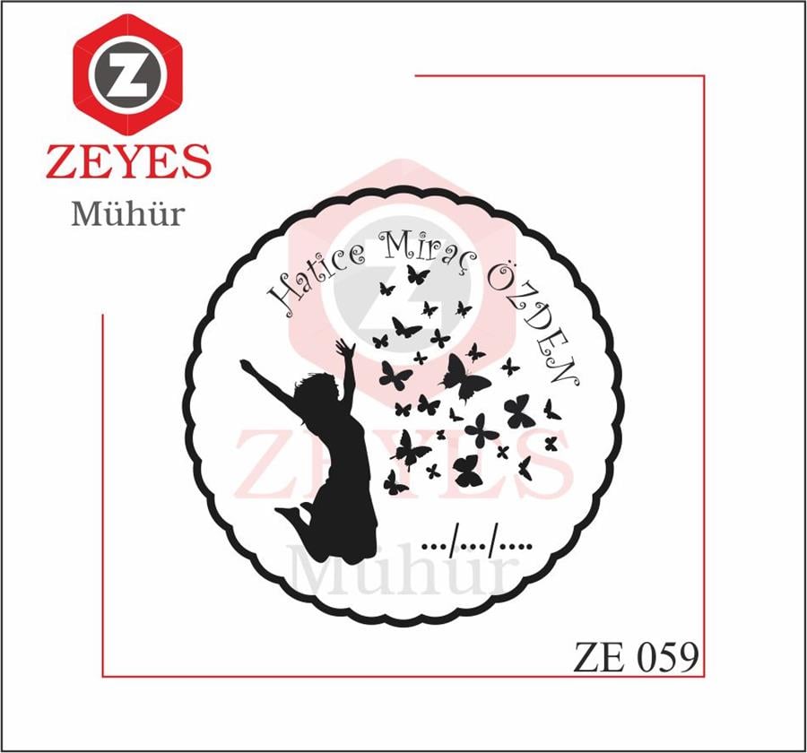 Mutlu  Kadin Kelebekler Kitap Mührü ZE 059