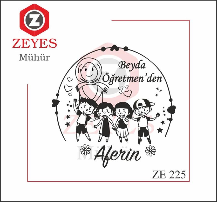 Neseli Çocuklar Tesettürlü Ögretmen Aferin Mührü  ZE 225