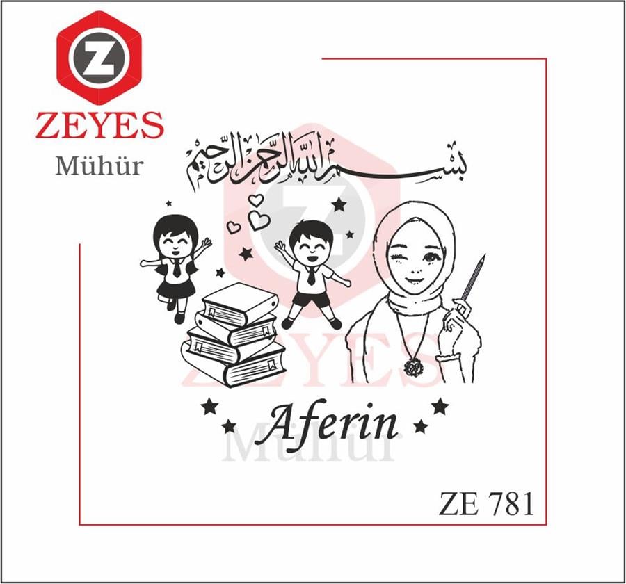 Neseli Çocuklar ve Ögretmeni  Besmele - Aferin  Mührü   ZE 781
