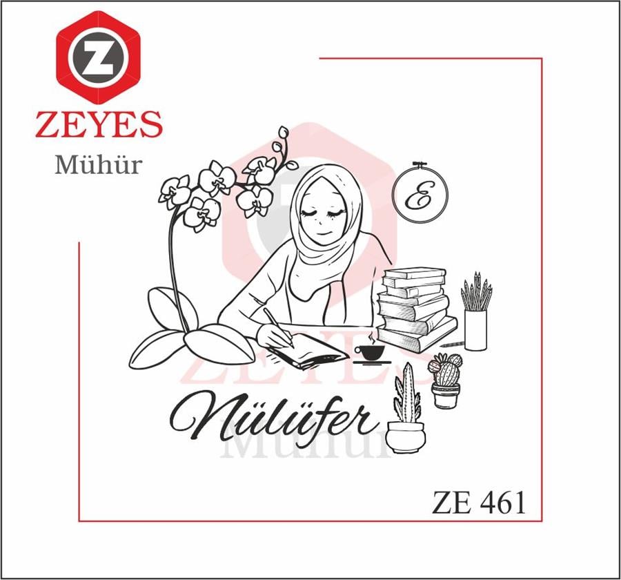 Orkide ve Yazi Yazan Tesettürlü Kadin  Kitap Mührü   ZE 461