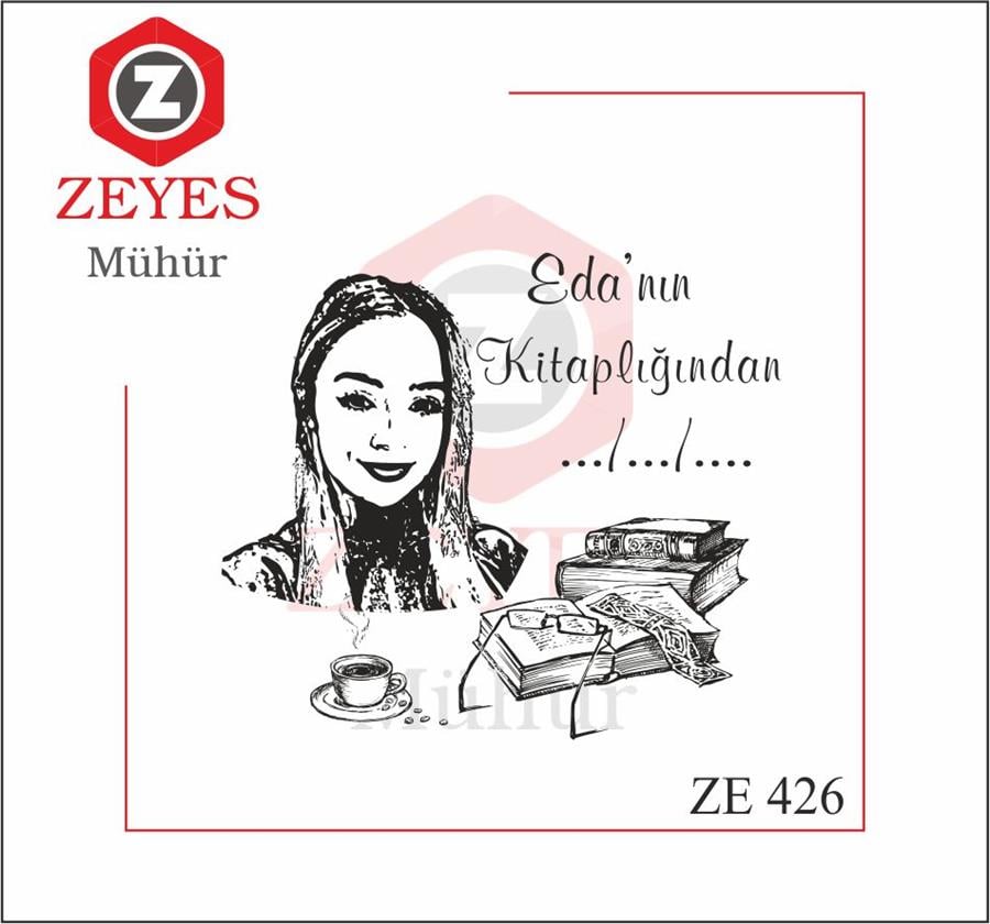 Portre - Kahve- Gözlük ve  Kitaplar Mührü   ZE 426
