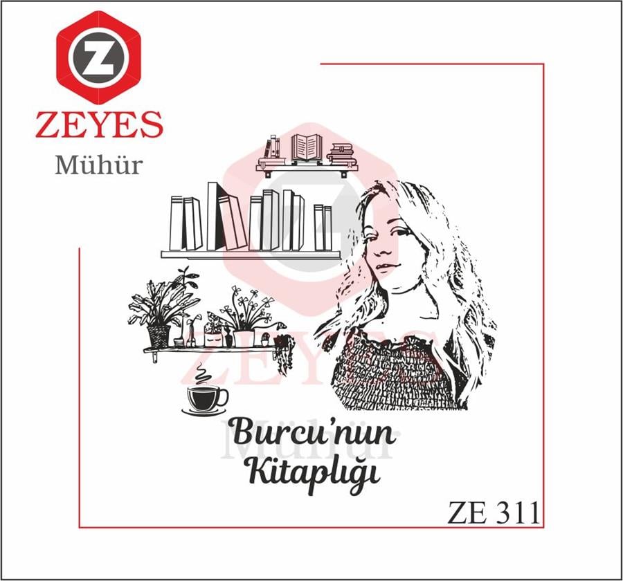 Portre Kitaplik Çiçekler Kitap Mührü ZE311