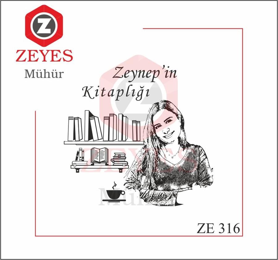 Portre Kitaplik Kedi Kitap Mührü  ZE 316