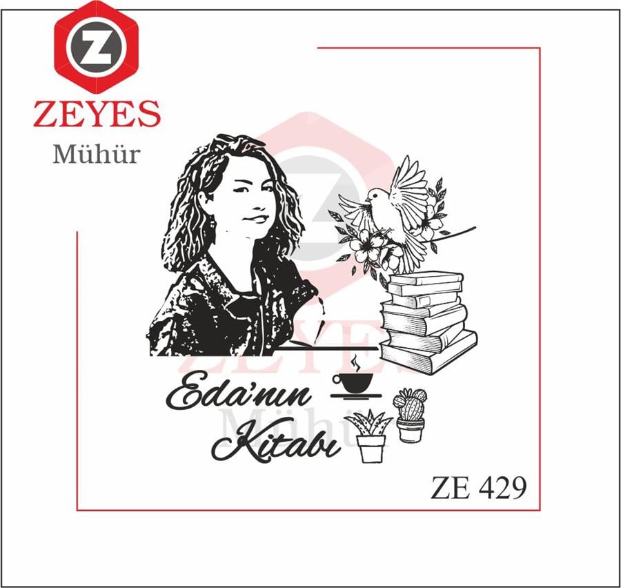 Portre - Kus ve Çiçekli Kitap Mührü   ZE 429
